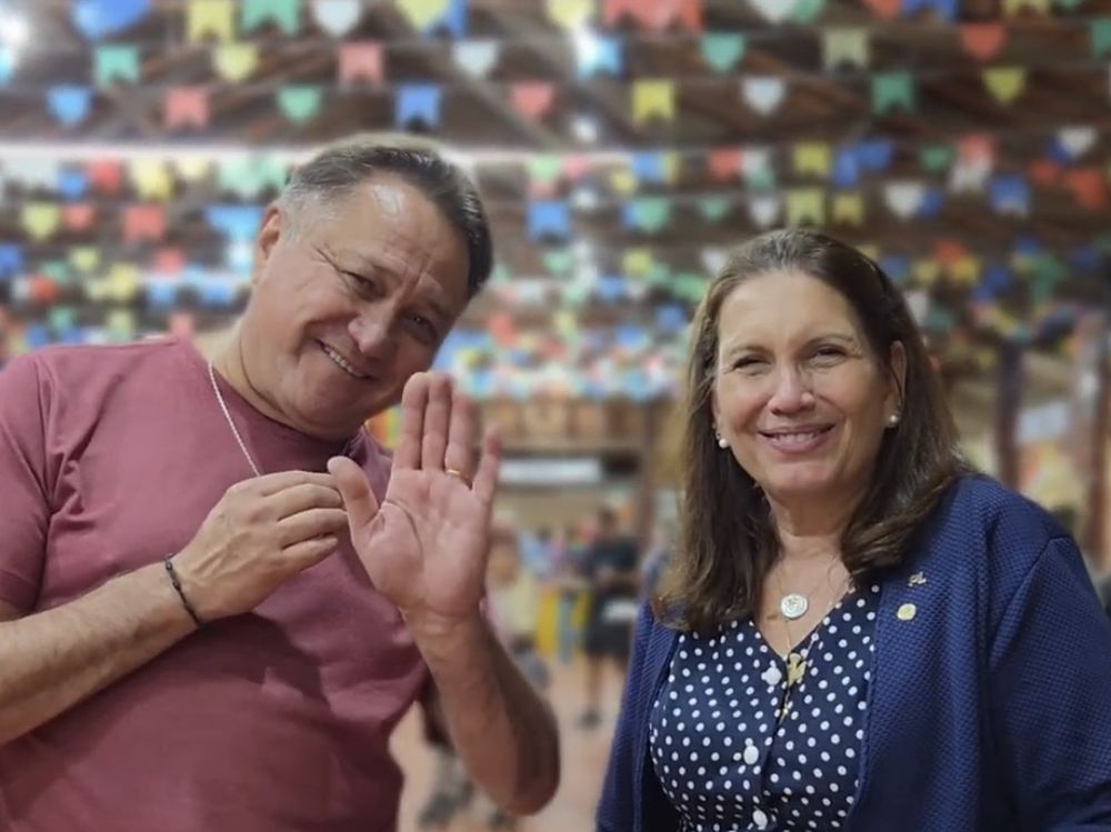 João Cardoso com a deputada federal Bia Kicis no Circuito da Fé